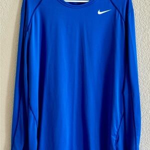 Nike Pro Cobalt Blue and Navy Fitted Dri-Fit Long Sleeve Shirts Bundle.